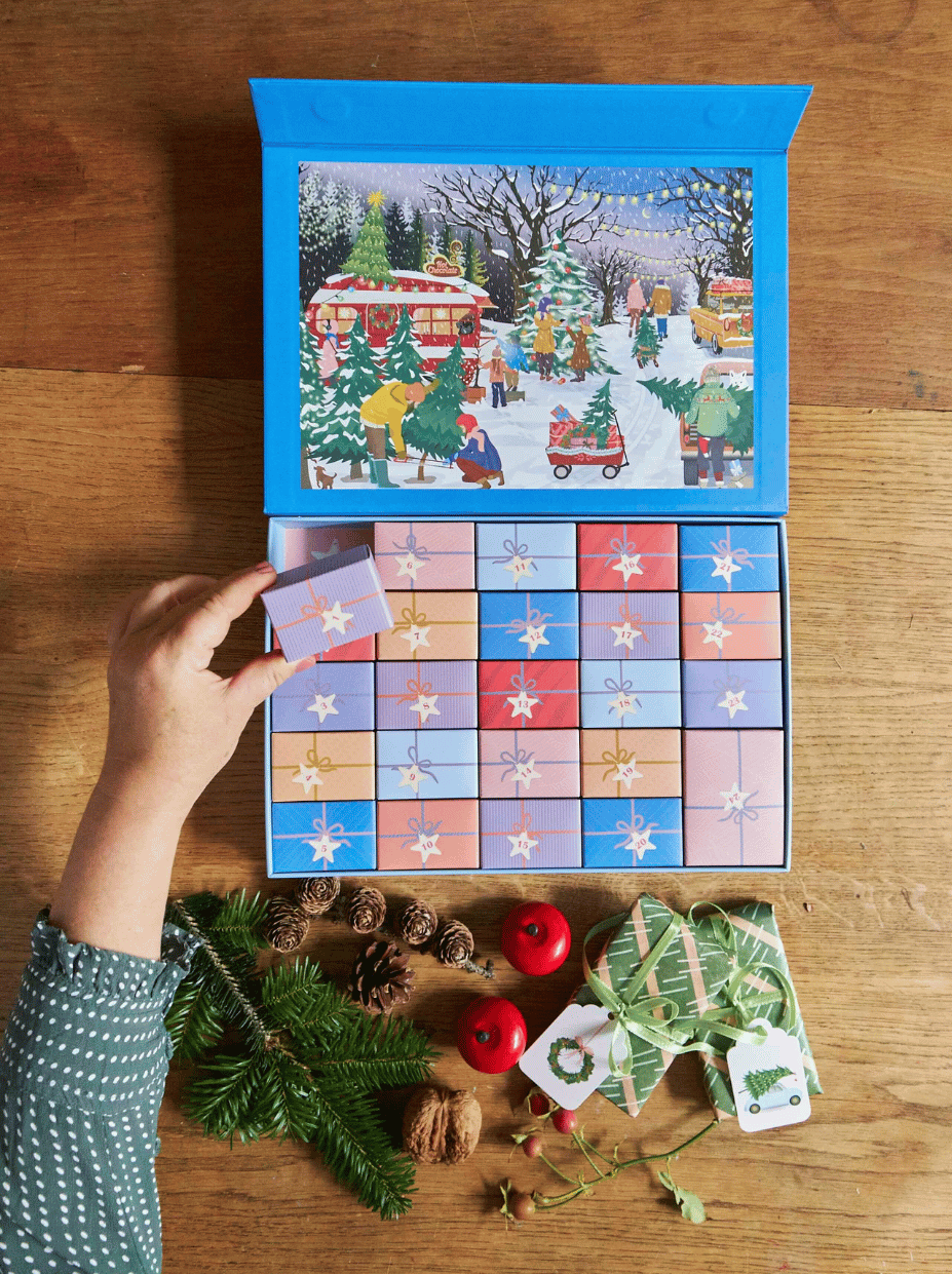 CHRISTMAS TREES & SNOWFLAKES - puslespilsjulekalender med 1.000 brikker