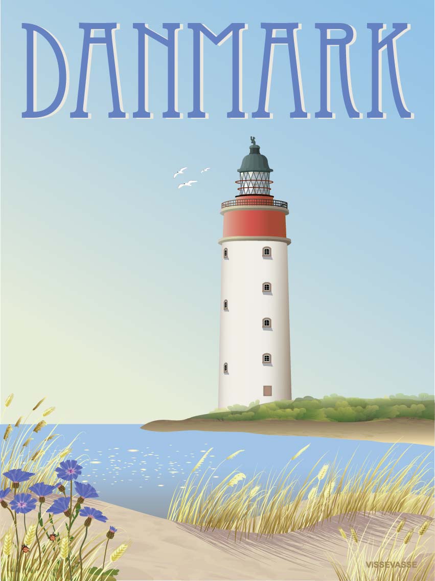 Danmark hvidt fyrtårn plakat fra ViSSEVASSE