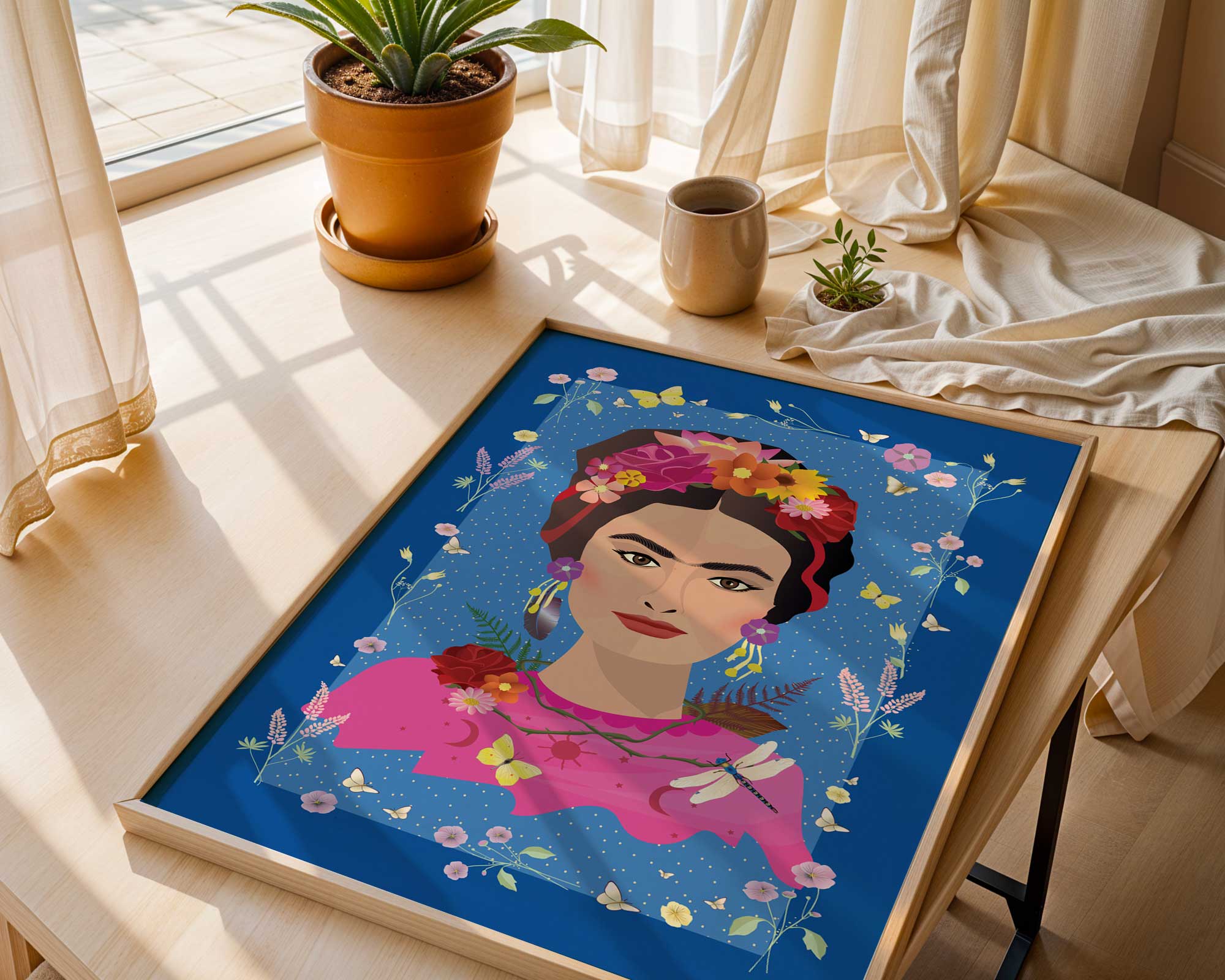 Blå Frida Kahlo plakat fra ViSSEVASSE