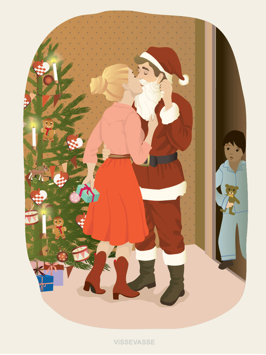 I saw mommy kissing santa claus julekort med julemand fra ViSSEVASSE. Der følger en kuvert med kortet