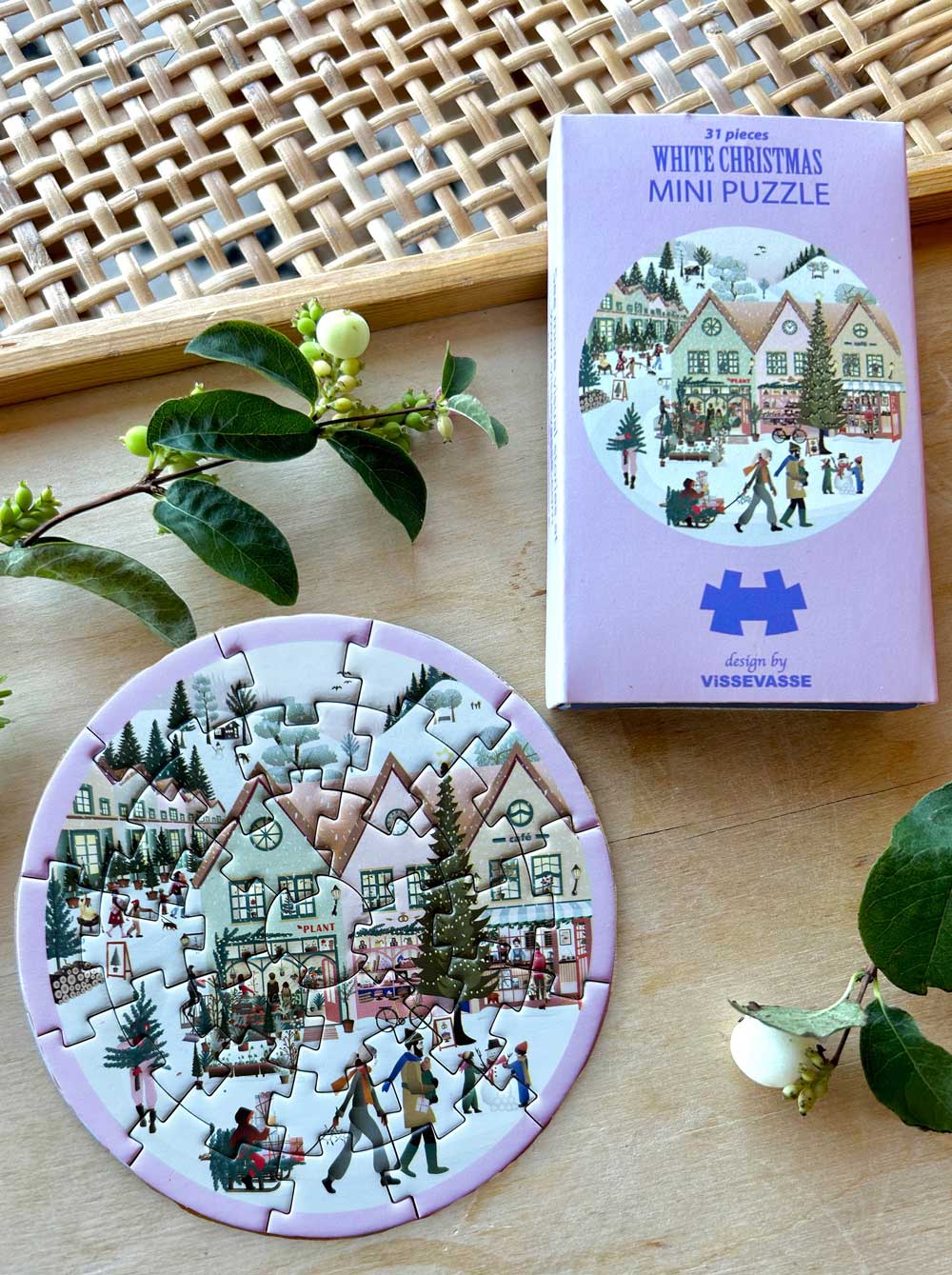 White Christmas mini puslespil fra ViSSEVASSE - fint puslespil som kan bruges som kalendergave
