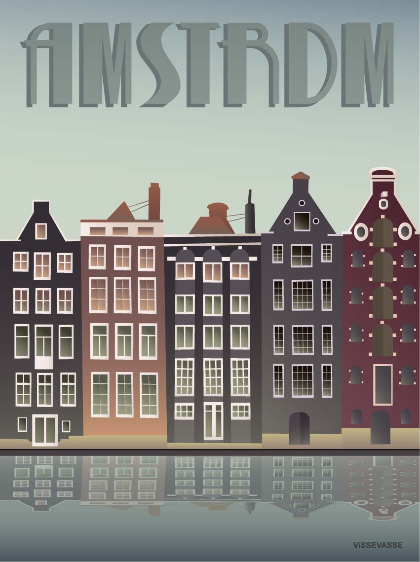 AMSTERDAM Canal houses - plakat - ViSSEVASSE