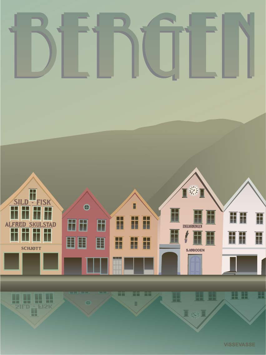 BERGEN Bryggen - plakat - ViSSEVASSE