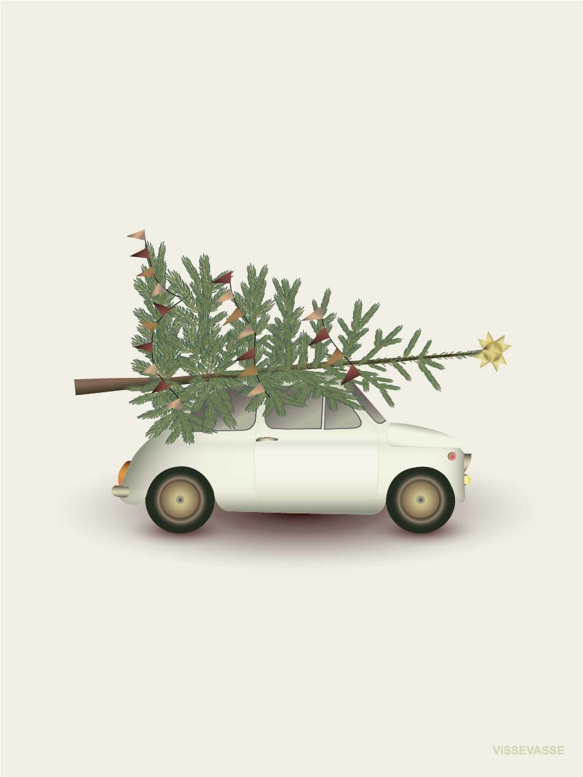 CHRISTMAS TREE AND LITTLE CAR - minikort