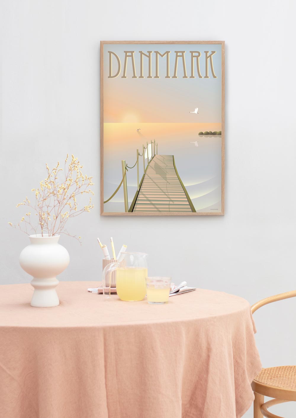 Danmark plakat med badebro og strand fra ViSSEASSE